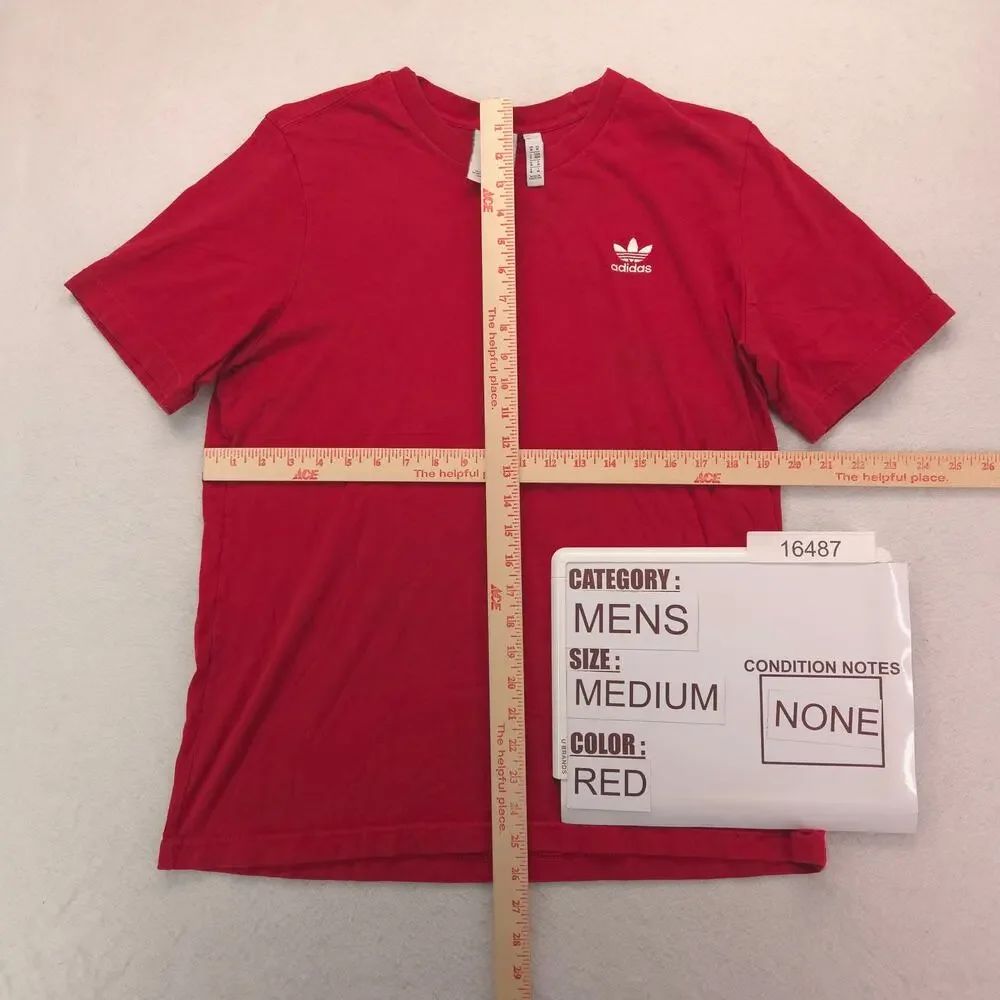 Adidas Casual Crew Neck Short Sleeve Graphic T Shirt Mens Size M Red White